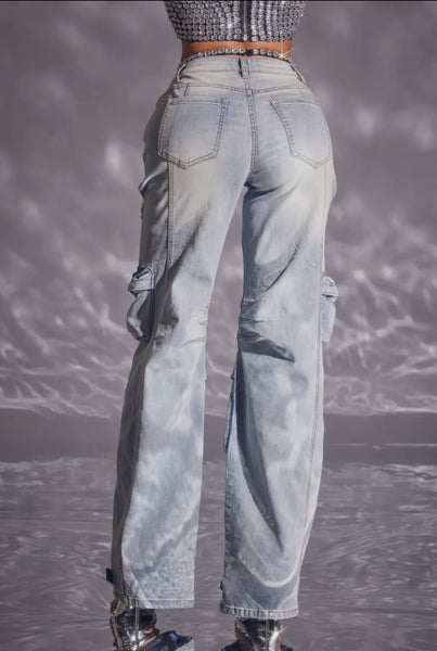 Rhinestone Cargo Jeans