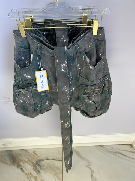 Shayla Multi Pocket Denim Skirt